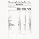 Pot Protéines Vanille WelleCo - 300g. Valeurs nutritionnelles